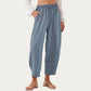 Relaxed Fit Lounge Pants with Soft Draped Fabric Elastic Drawstring Waistband and Wide Tapered Legs