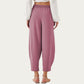 Relaxed Fit Lounge Pants with Soft Draped Fabric Elastic Drawstring Waistband and Wide Tapered Legs