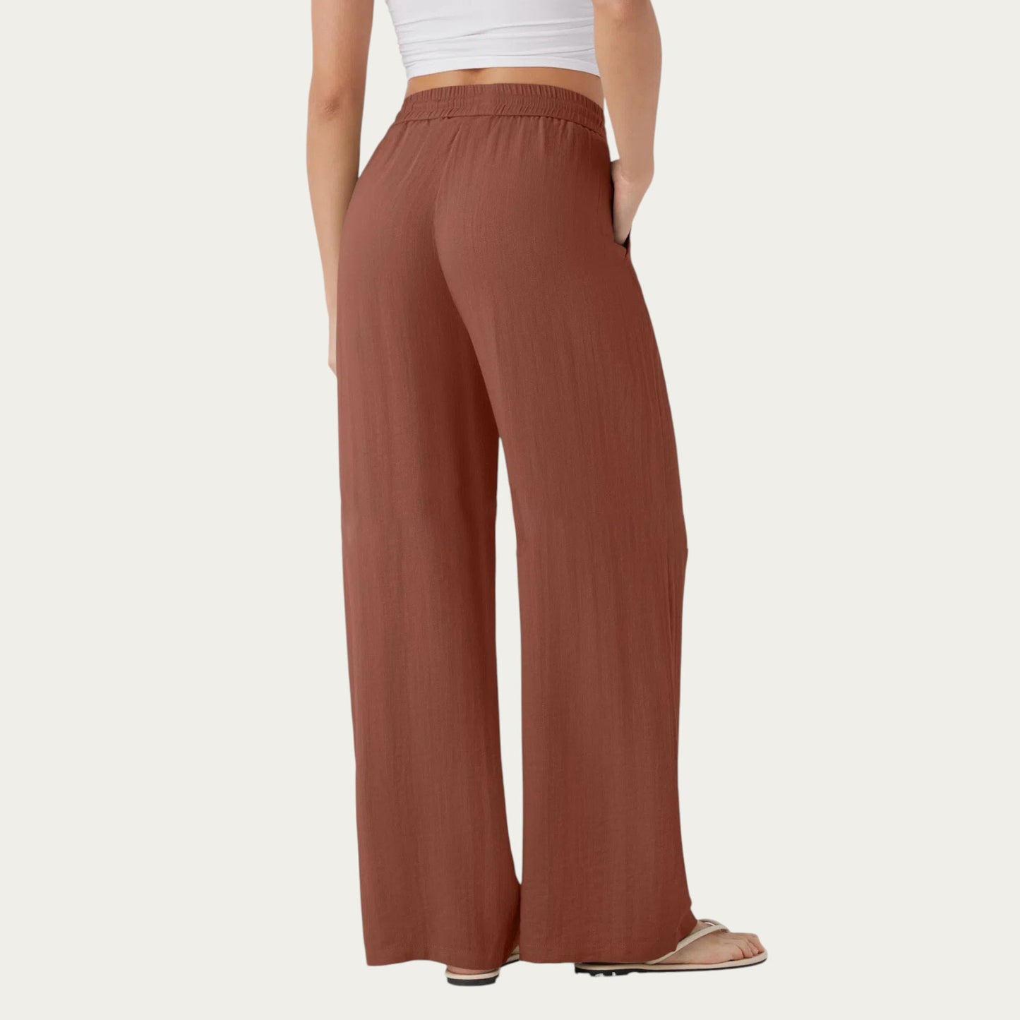 High Waist Drawstring Lounge Pants with Wide Leg Silhouette Soft Relaxed Knit Fabric