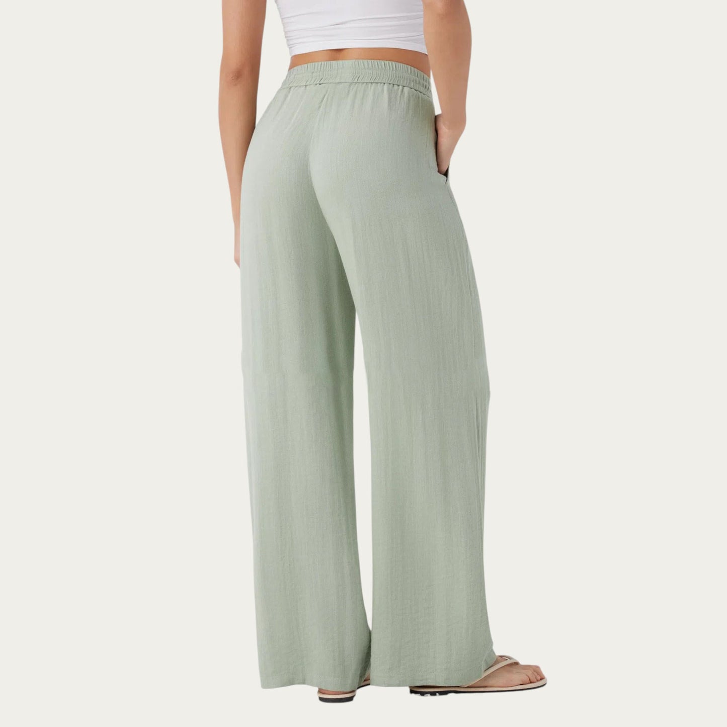 High Waist Drawstring Lounge Pants with Wide Leg Silhouette Soft Relaxed Knit Fabric