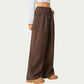 High Waist Wide Leg Lounge Pants with Adjustable Drawstring Waist, Soft Textured Knit Fabric, and Relaxed Fit