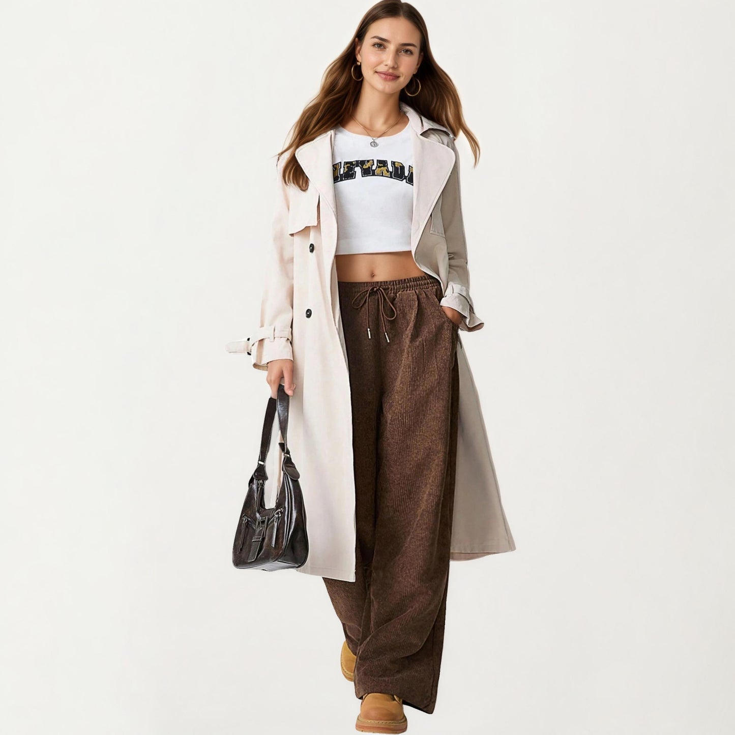 High Waist Wide Leg Lounge Pants with Adjustable Drawstring Waist, Soft Textured Knit Fabric, and Relaxed Fit
