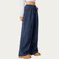 High Waist Wide Leg Lounge Pants with Adjustable Drawstring Waist, Soft Textured Knit Fabric, and Relaxed Fit