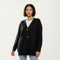 Oversized Rib Knit Button Front Cardigan with Relaxed Drop-Shoulder Silhouette and Soft Textured Feel