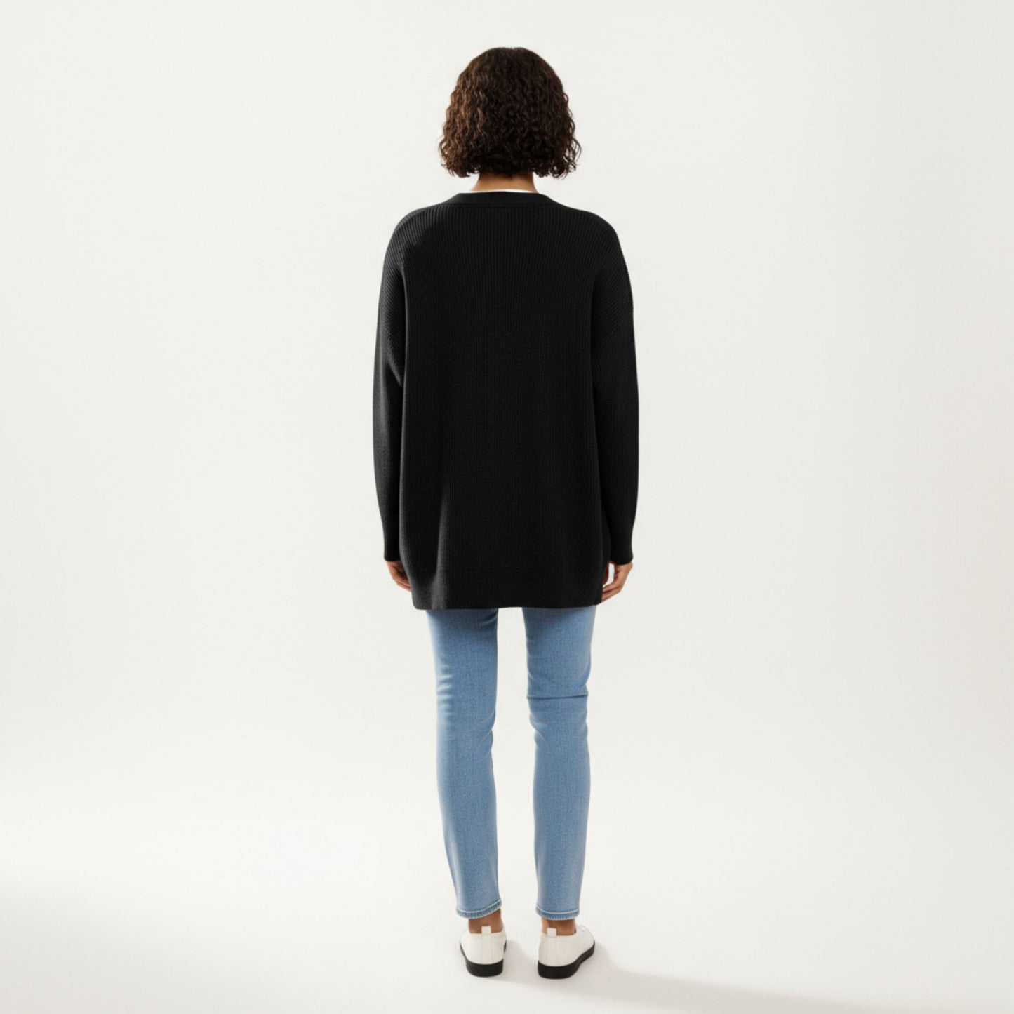 Oversized Rib Knit Button Front Cardigan with Relaxed Drop-Shoulder Silhouette and Soft Textured Feel