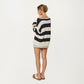 Oversized Striped Knit Sweater with Soft Chunky Texture Slouchy Off-Shoulder Fit and Drop-Sleeve Silhouette