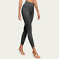High Waist Denim Look Leggings with Smooth Stretch Fabric Faux Pocket Details and Sleek Contoured Fit