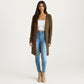 Open Front Long Sleeve Knit Cardigan with Patch Pockets, Soft Stretch Fabric, and Relaxed Fit