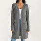 Open Front Long Sleeve Knit Cardigan with Patch Pockets, Soft Stretch Fabric, and Relaxed Fit