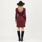 Long Sleeve Ribbed Knit Dress with Puff Shoulders, Crew Neckline, and Soft Stretch Fit