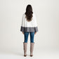 Cozy Rib Knit Sweater Top with Wide Flared Sleeves Soft Two-Tone Panel Design and Relaxed Flowing Silhouette