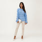 Textured Loop Knit Sweater Top with Soft Open-Stitch Pattern Long Flared Sleeves and Cozy Statement Design