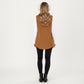 Faux Shearling Button Front Vest with Collared Neckline, Chest Flap Pockets, and Longline Fit