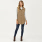 Textured Button Front Vest with Collared Neckline, Chest Flap Pockets, and Relaxed Longline Fit