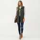 Textured Button Front Vest with Collared Neckline, Chest Flap Pockets, and Relaxed Longline Fit