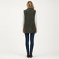 Textured Button Front Vest with Collared Neckline, Chest Flap Pockets, and Relaxed Longline Fit