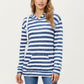 Striped Ribbed Knit Hoodie Top with Soft Textured Fabric Long Sleeves and Kangaroo Pocket Tunic-Length Design