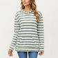 Striped Ribbed Knit Hoodie Top with Soft Textured Fabric Long Sleeves and Kangaroo Pocket Tunic-Length Design