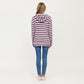 Striped Ribbed Knit Hoodie Top with Soft Textured Fabric Long Sleeves and Kangaroo Pocket Tunic-Length Design