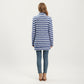 Ribbed Turtleneck Pullover Top with Soft Textured Striped Knit Long Sleeves and Relaxed Tunic-Length Silhouette