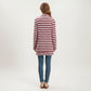 Ribbed Turtleneck Pullover Top with Soft Textured Striped Knit Long Sleeves and Relaxed Tunic-Length Silhouette