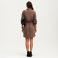 Button Front Shirt Dress with Adjustable Sleeves Soft Drawstring Waist and Relaxed Flowing Silhouette