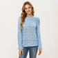 Floral Lace Long Sleeve Top with Intricate Openwork Pattern Soft Textured Fabric and Ruffled Cuff Detailing