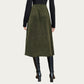 Button Front Corduroy Midi Skirt with Structured Patch Pockets and Soft Textured Fabric for a Clean Tailored Look