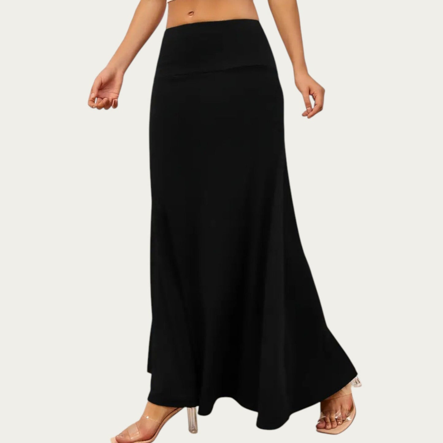 Soft Stretch Maxi Skirt with Foldover Waistband and Flowing Relaxed Silhouette Designed for Smooth Comfortable Movement