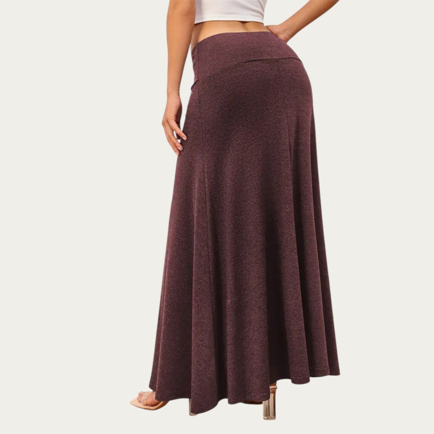 Soft Stretch Maxi Skirt with Foldover Waistband and Flowing Relaxed Silhouette Designed for Smooth Comfortable Movement