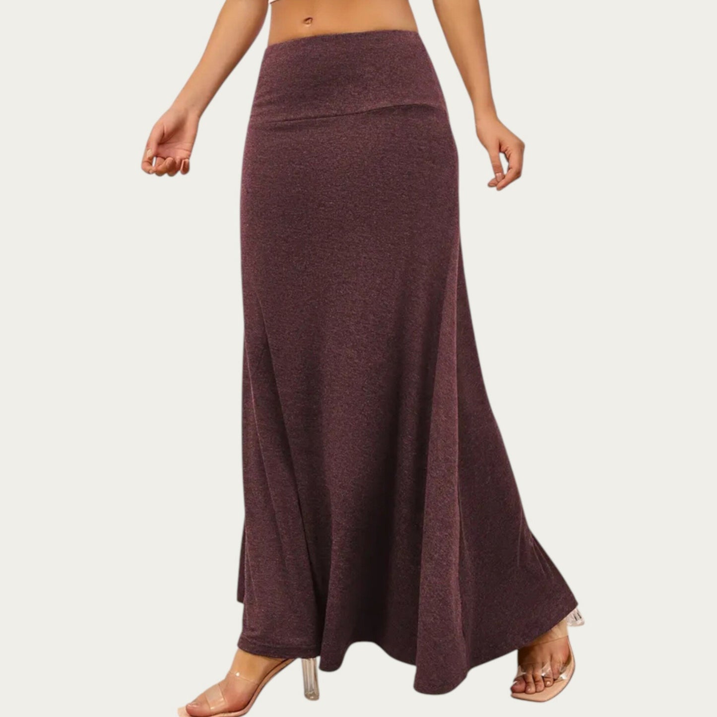 Soft Stretch Maxi Skirt with Foldover Waistband and Flowing Relaxed Silhouette Designed for Smooth Comfortable Movement