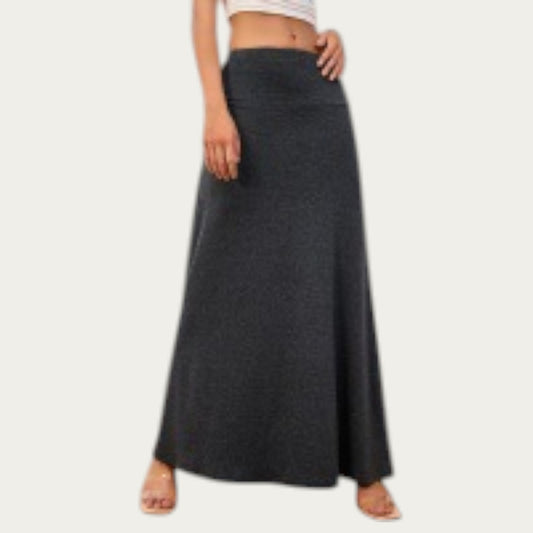 Soft Stretch Maxi Skirt with Foldover Waistband and Flowing Relaxed Silhouette Designed for Smooth Comfortable Movement