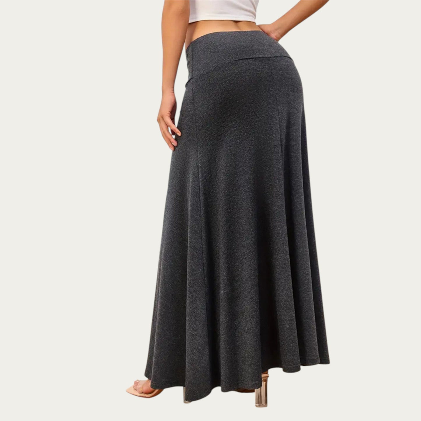 Soft Stretch Maxi Skirt with Foldover Waistband and Flowing Relaxed Silhouette Designed for Smooth Comfortable Movement