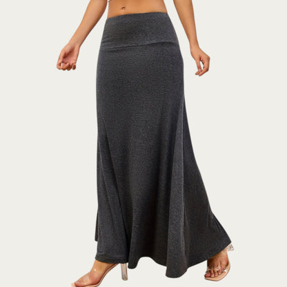Soft Stretch Maxi Skirt with Foldover Waistband and Flowing Relaxed Silhouette Designed for Smooth Comfortable Movement