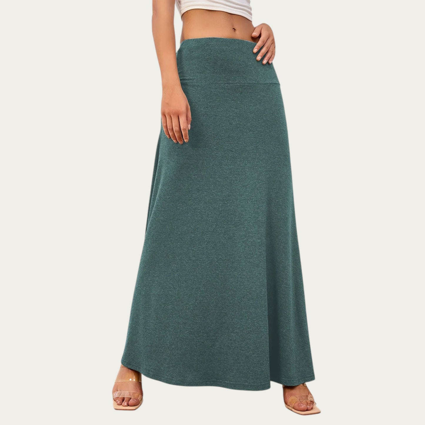 Soft Stretch Maxi Skirt with Foldover Waistband and Flowing Relaxed Silhouette Designed for Smooth Comfortable Movement