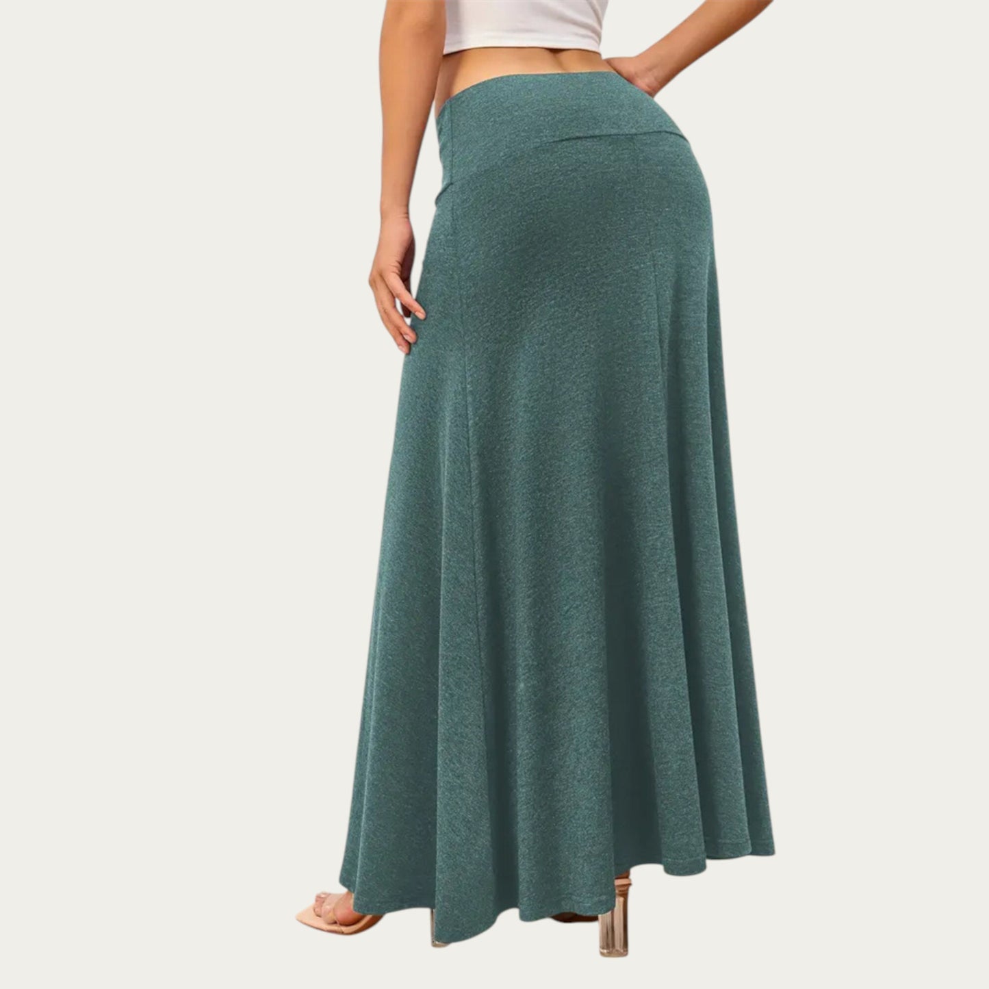 Soft Stretch Maxi Skirt with Foldover Waistband and Flowing Relaxed Silhouette Designed for Smooth Comfortable Movement