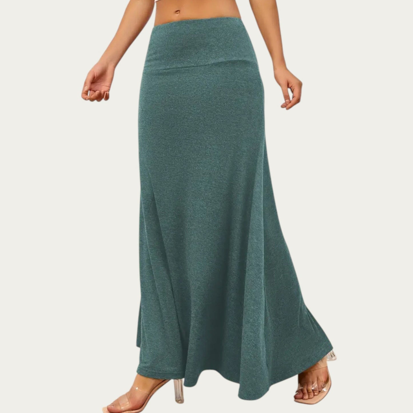 Soft Stretch Maxi Skirt with Foldover Waistband and Flowing Relaxed Silhouette Designed for Smooth Comfortable Movement