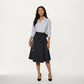 Flared Midi Skirt with Structured High Waist and Oversized Bow Detail Creating a Smooth Draped Silhouette