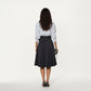 Flared Midi Skirt with Structured High Waist and Oversized Bow Detail Creating a Smooth Draped Silhouette