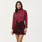 Corduroy Mini Skirt with Belted Waistband, Side Button Accents, and Soft Structured A-Line Silhouette for Everyday Style