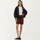 Button Front Corduroy Mini Skirt with Structured Patch Pockets and Clean Straight Hem for a Modern Textured Look