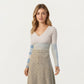 Textured A-Line Midi Skirt with Soft Woven Feel, Front Pearl Button Accents and Smooth Flowing Silhouette