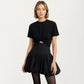 High Waist Bubble Mini Skirt with Voluminous Gathered Silhouette and Soft Structured Fabric