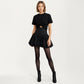 High Waist Bubble Mini Skirt with Voluminous Gathered Silhouette and Soft Structured Fabric