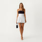 High Waist Bubble Mini Skirt with Voluminous Gathered Silhouette and Soft Structured Fabric