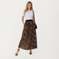 Leopard Print Midi Skirt with Soft Flowing Pleated Texture and Comfortable Stretch Waistband for Effortless Movement