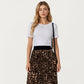Leopard Print Midi Skirt with Soft Flowing Pleated Texture and Comfortable Stretch Waistband for Effortless Movement