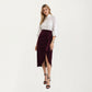 Velvet Wrap Midi Skirt with Soft Draped Texture Elegant Side Tie Detail and Flattering Overlap Front Silhouette
