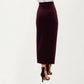 Velvet Wrap Midi Skirt with Soft Draped Texture Elegant Side Tie Detail and Flattering Overlap Front Silhouette