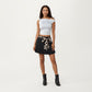 Pleated Skirt with Leopard Print Waist Tie, Smooth Structured Panels and Soft Flexible Fabric for a Flattering Flowing Shape